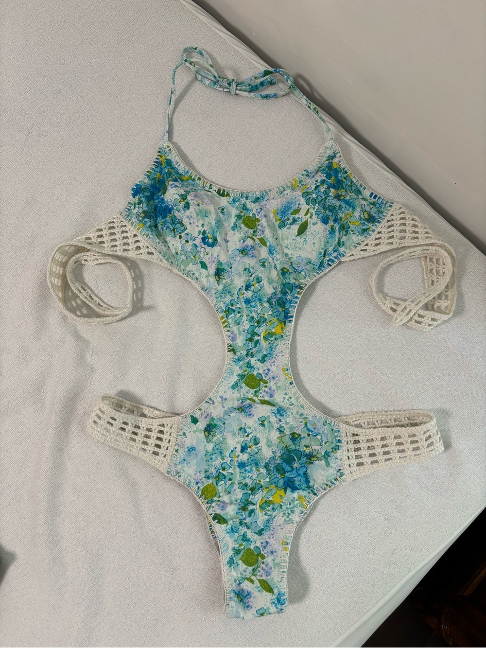 Victoria’s secret floral Cutout One-Piece Swimsuit in Blue and Green